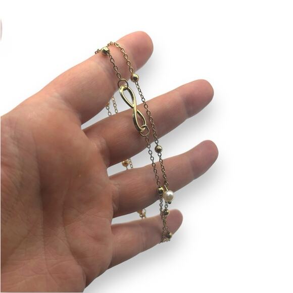 Macy's AND NOW THIS Two-Row Charm Anklet in Gold-Plate Infinity Beaded - Picture 6 of 10